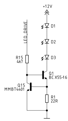 Constant current
      LED driver using NPN transistors