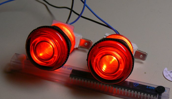 Illuminated red concave
      translucent IL arcade buttons