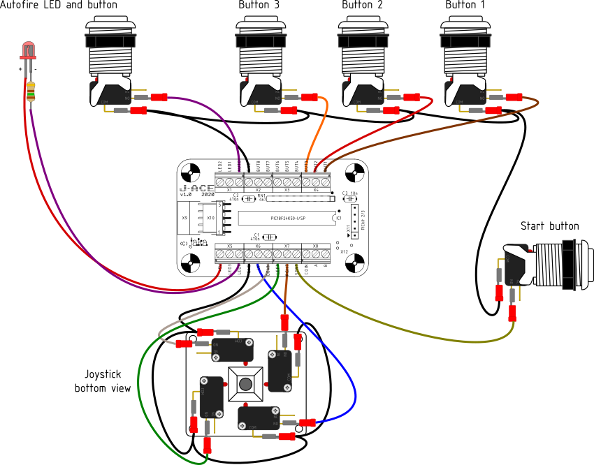 Arcade joystick and buttons
        wiring diagram